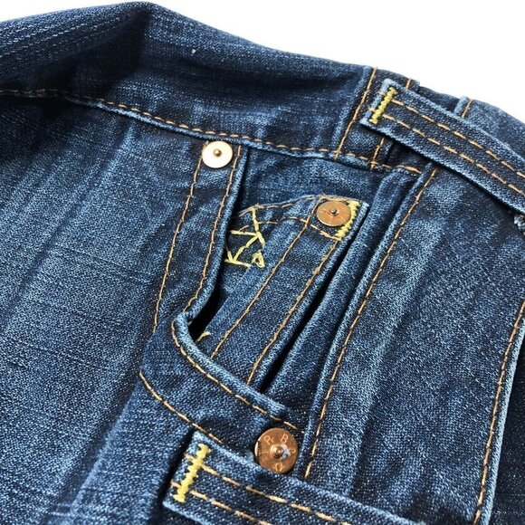 TRUE Religion Lexi 90s Low Rise Button Fly Slim Bootcut Blue Denim Jeans SIZE 25 - Picture 11 of 16